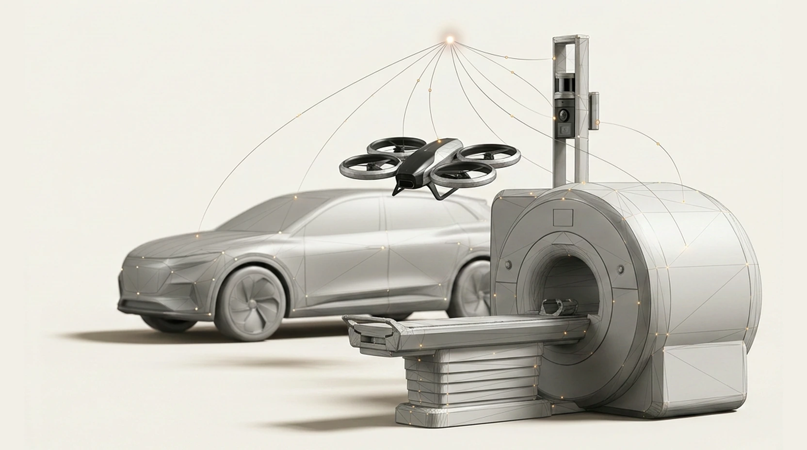Studio product photograph of a generic electric vehicle, representing the connected platforms Correlens secures